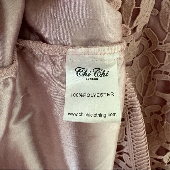 Chi Chi London Rebeka Blush Pink High Neck Shawl Lace Midi Dress Size 8 - Picture 13 of 16